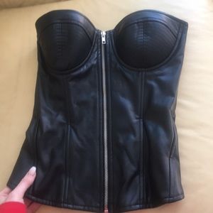 Faux Leather zip up corset